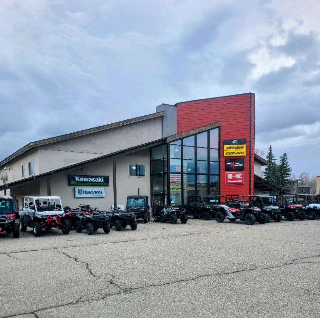 A dealership showcases a variety of off-road vehicles and ATVs in Grand County Colorado.
