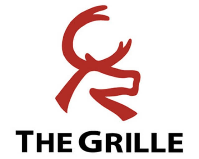 A stylized red reindeer head logo for a restaurant called The Grille in Grand County Colorado.
