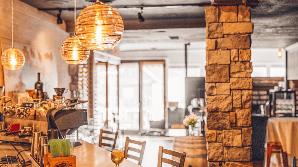 A bar in a restaurant.