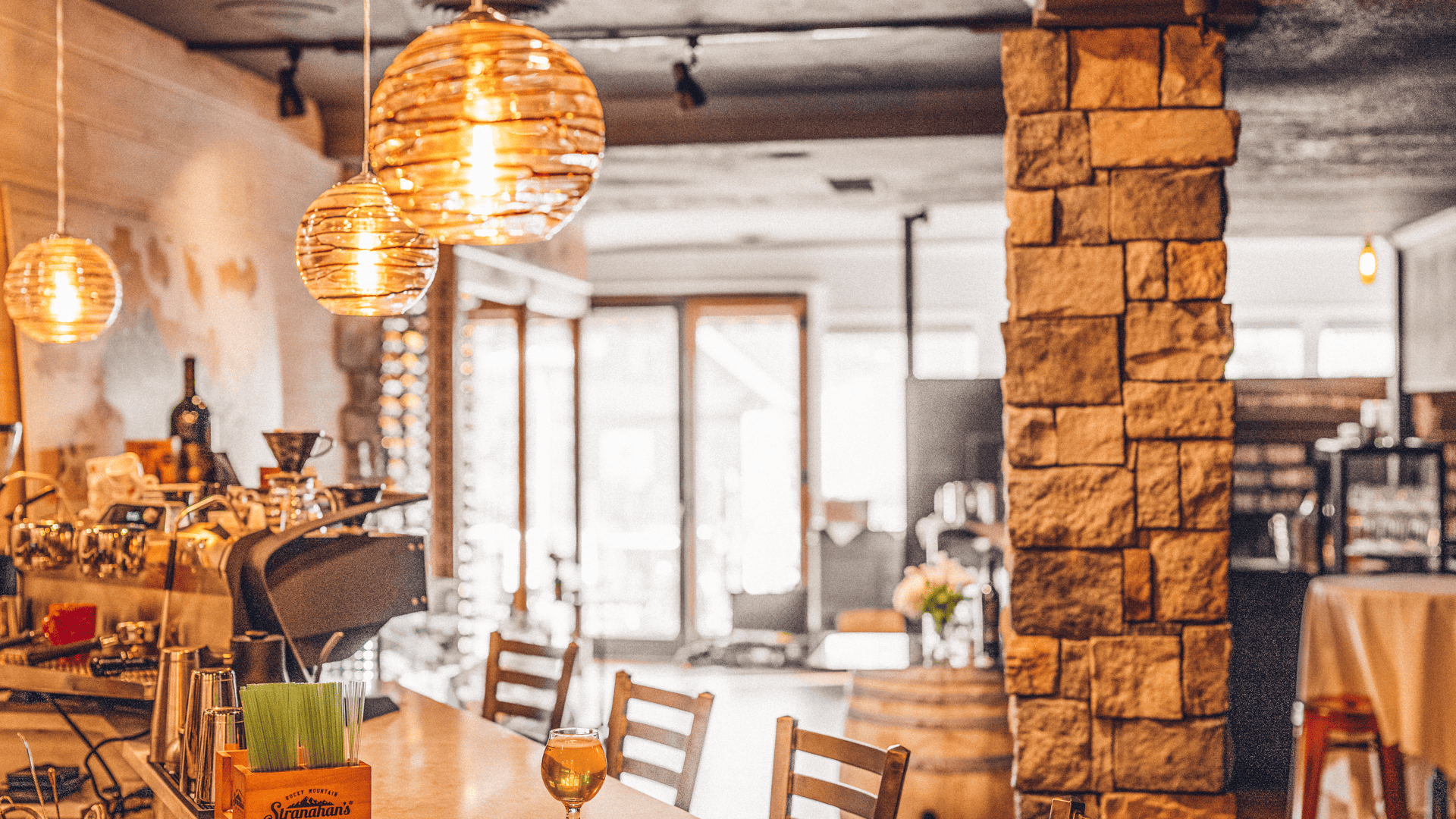 A bar in a restaurant.